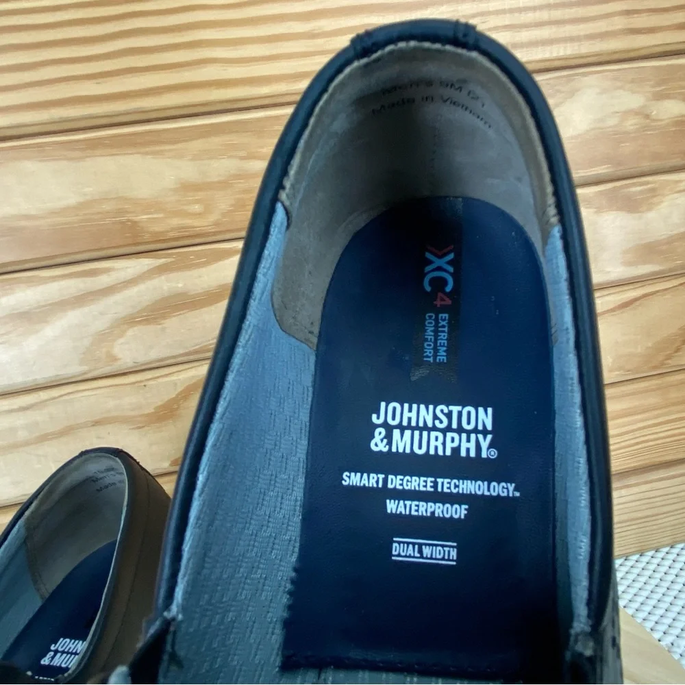JOHNSTON & MURPHY MADDOX XC4 Men’s 9 US Slip-on WP Loafers Black Leather Shoes